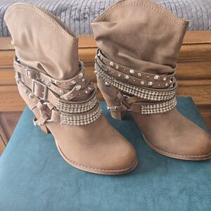 Not Rated Brown Studded Ankle Boots